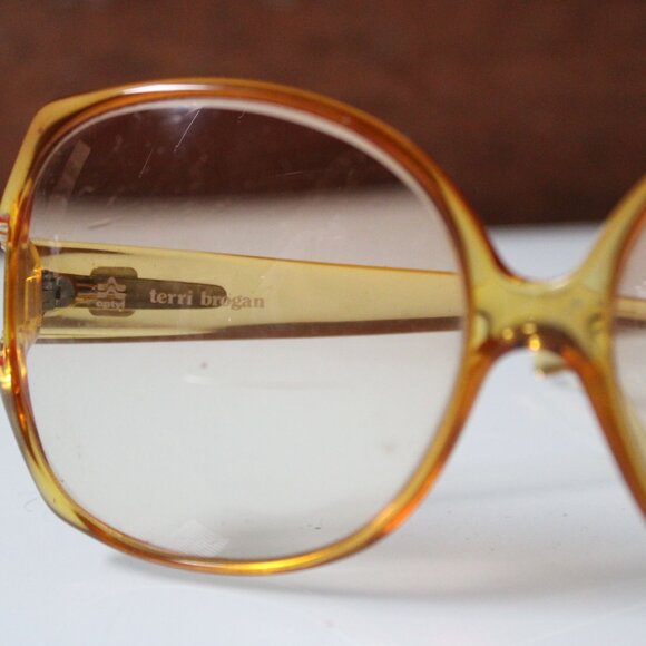 Vintage Terri Brogan Oversized Sunglasses Amber Yellow Gradient Made in Canada - Picture 5 of 9